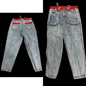 Vtg  80s LEVI'S Sport Acid Wash Tapered Denim Blue  Jeans large X30”L High Rise